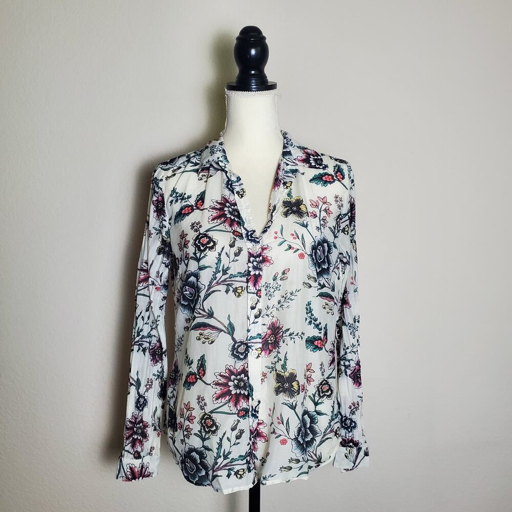 Loft Paisley Long Sleeve Blouse Small
